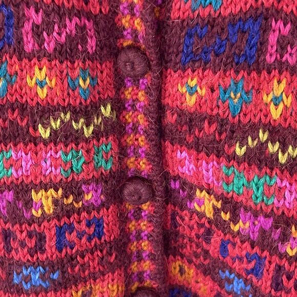 Peruvian Connection 100% Alpaca Cardigan Sweater Size Medium Colorful Peru - Picture 6 of 8